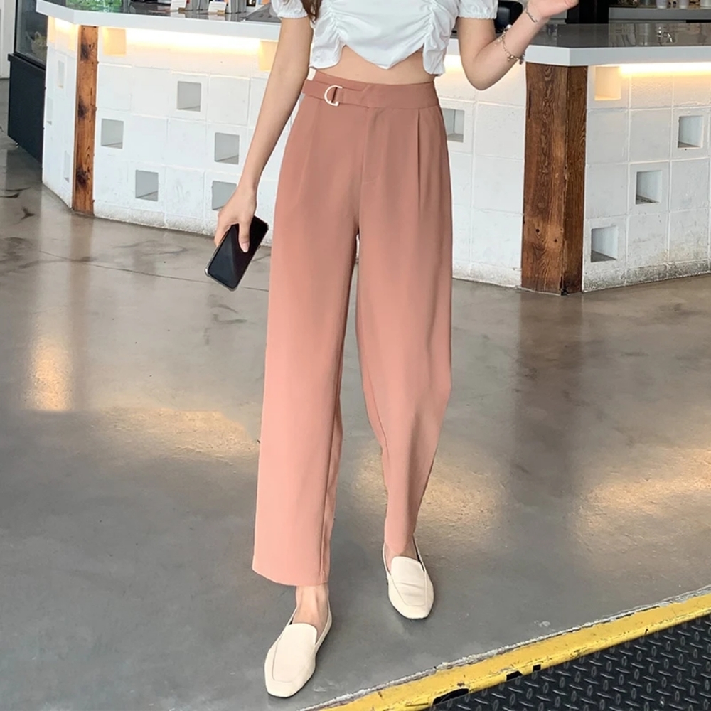 NWT Pink Wide-Leg Belted Trouser